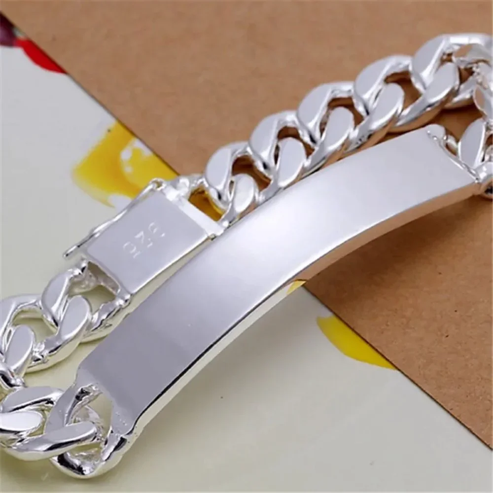 Awesome Men's Large 10mm Wide ID Bracelet Stamped .925 - Picture 11 of 11